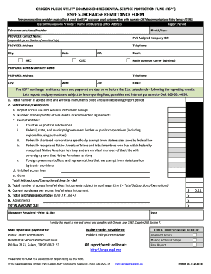 Oregon RSPF Surcharge Remittance Form