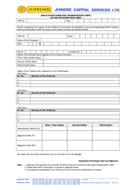 Transposition Application Form
