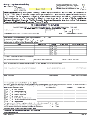Group Long Term Disability Claim Form