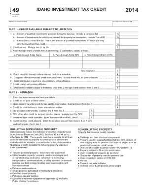 Idaho Investment Tax Credit Form 49