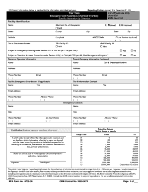 EPA Form 8700-30 Tier II Chemical Inventory Report