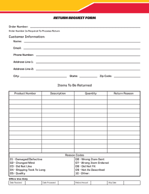 Fillable Online Return Request Form Fax Email Print - pdfFiller