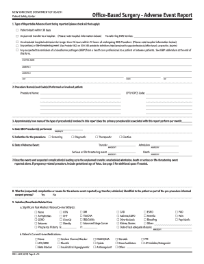 New York Office-Based Surgery Adverse Event Report