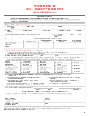 Purchase College English Proficiency Report