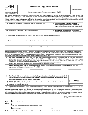IRS Form 4506 Request for Copy of Tax Return