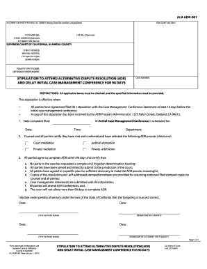 Stipulation to Attend Alternative Dispute Resolution (ADR)