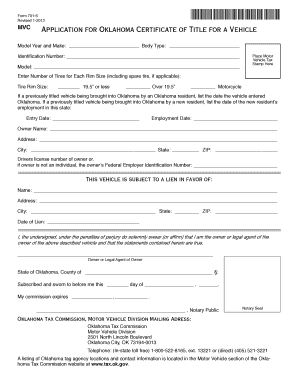 Oklahoma Vehicle Title Application Form 701-6
