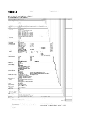 Dewpoint and Temperature Transmitter Order Form