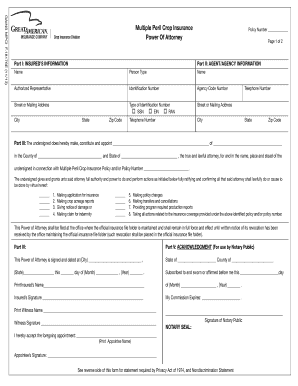 Company Power Of Attorney for Multiple Peril Crop Insurance
