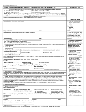 US Bankruptcy Proof of Claim Form