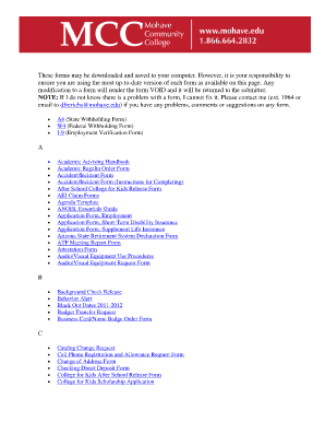 Mohave Community College Forms
