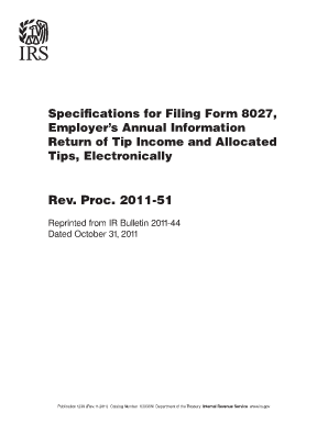Form 8027 Specifications for Electronic Filing