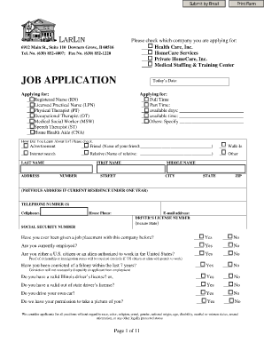 LarLin Healthcare Job Application Form