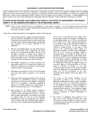 Assurances Non-Construction Programs Form