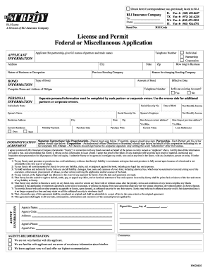 License and Permit Bond Application