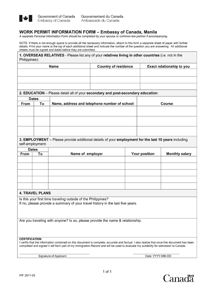 PDF Application For Work Permit In Canada PDF T l charger Download