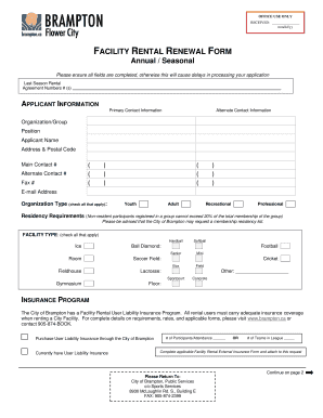 Facility Rental Renewal Form