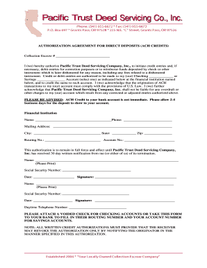 Authorization Agreement for Direct Deposits (ACH Credits)