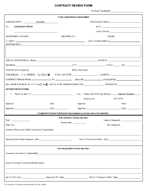 University of Tennessee Contract Review Form