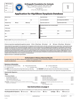 Orthopedic Foundation for Animals Hip/Elbow Dysplasia Application