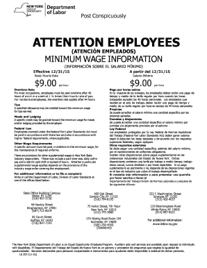 Fillable Online labor ny MINIMUM WAGE INFORMATION Fax Email Print - pdfFiller
