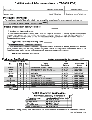 Forklift Operator Job Performance Measure