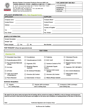 Bureau Veritas Test Request Form