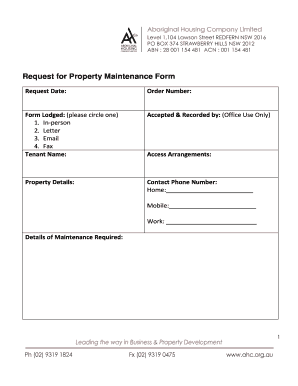 Request for Property Maintenance Form