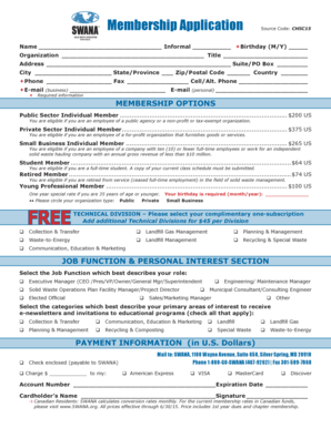 SWANA Membership Application Form