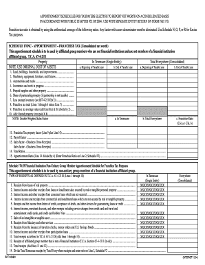 Tennessee Franchise Tax Apportionment Schedule