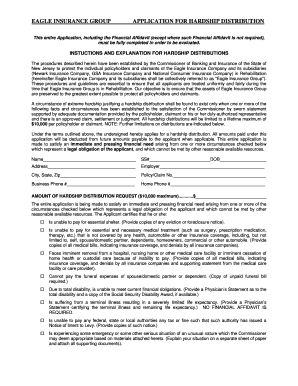 Eagle Insurance Group Hardship Distribution Application