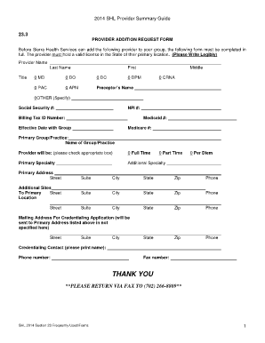 Provider Addition Request Form