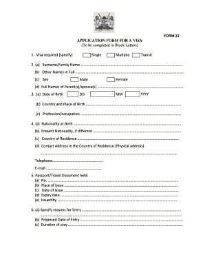 Kenya Visa Application Form
