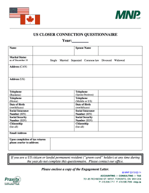 US Closer Connection Questionnaire