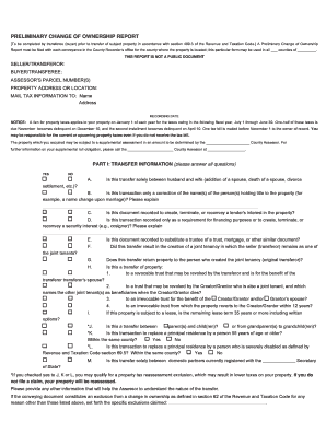 California Preliminary Change of Ownership Report