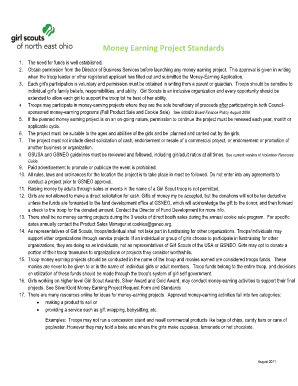Girl Scouts Money Earning Project Application