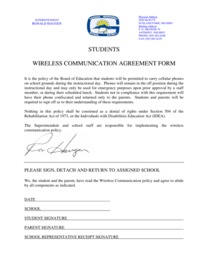 Wireless Communication Agreement Form