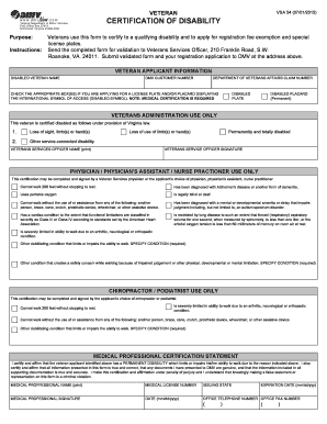 Virginia Disabled Veteran Certification Form