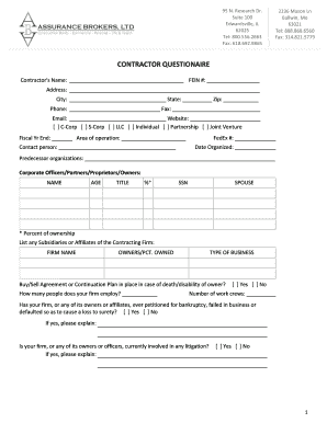 Contractor Questionnaire