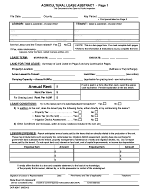 Arizona Agricultural Lease Abstract Form