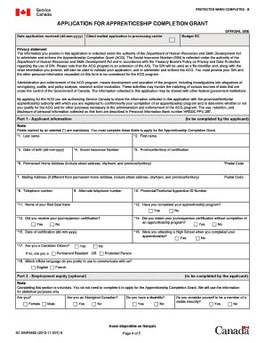 Canada Apprenticeship Completion Grant Application