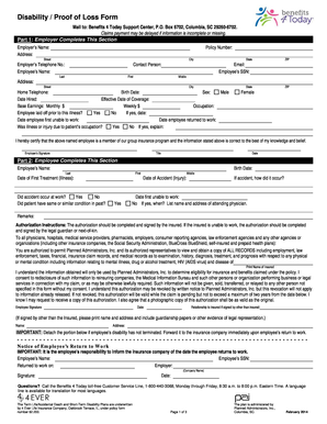 Disability Proof of Loss Form