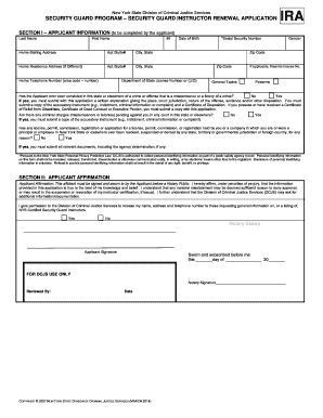 New York Security Guard Instructor Renewal Application