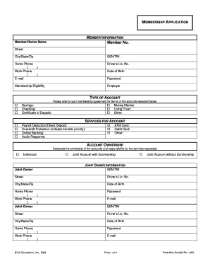 Credit Union Membership Application