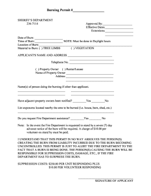 Burning Permit Application