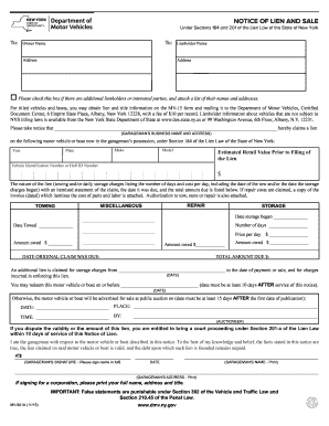 New York Notice of Lien and Sale