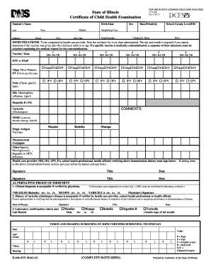 Illinois Child Health Examination Certificate