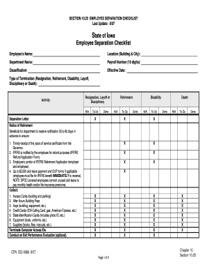 Employee Separation Checklist