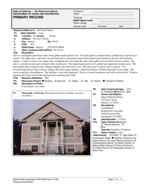 California Historic Building Record Form