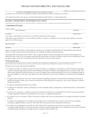 Virginia Advance Directive for Health Care